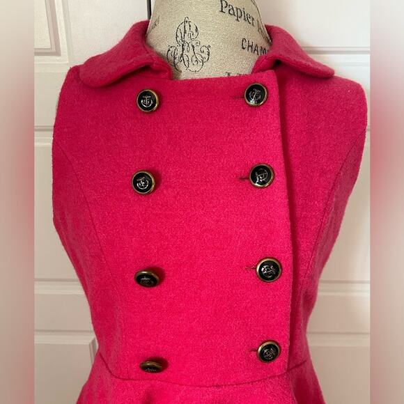 Sozoelegant cheap and chic wool blend pink sleeveless pea coat vest bows cosplay - Picture 5 of 9
